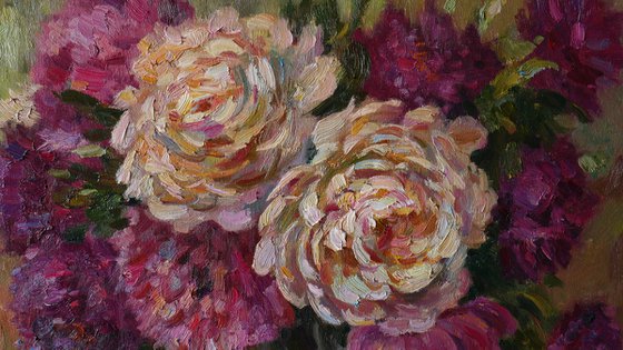 Bright Bouquet Of Peonies - floral still life