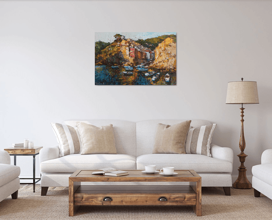 Riomaggiore, Cinque terre - Italian Landscape painting