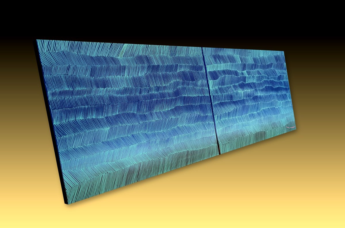 Geometric Abstract Acrylic Painting By Tehos, 57 X 20", Tehos - Abstraction Ds02 2025, Original Artwork