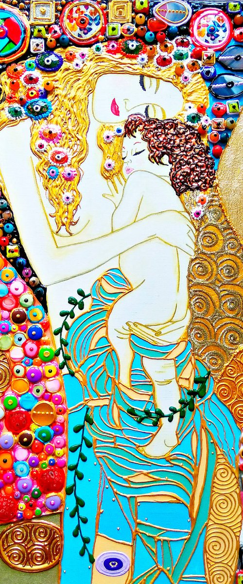 Mother and child (Klimt inspired). Natural precious stones & mosaic by BAST