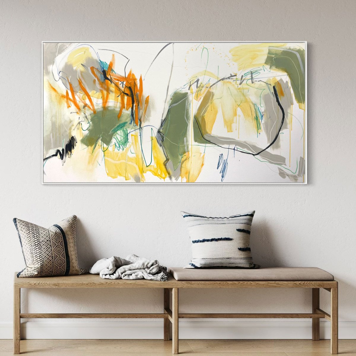 Abstract Acrylic Painting By Cheryl Harrison, 59 X 31, Breathing Space, Original Artwork