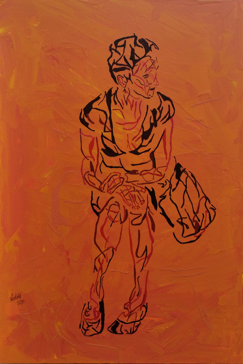 Expressive Portrait Acrylic Painting By Uli Lachelt, 35 X 53", Xv 23 - Daniela, Original Artwork