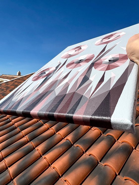 TERRACOTTA ABSTRACT FLOWERS IN SILENT SPACE
