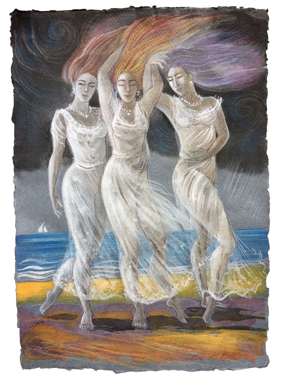 The Three Graces at the beach by Phyllis Mahon