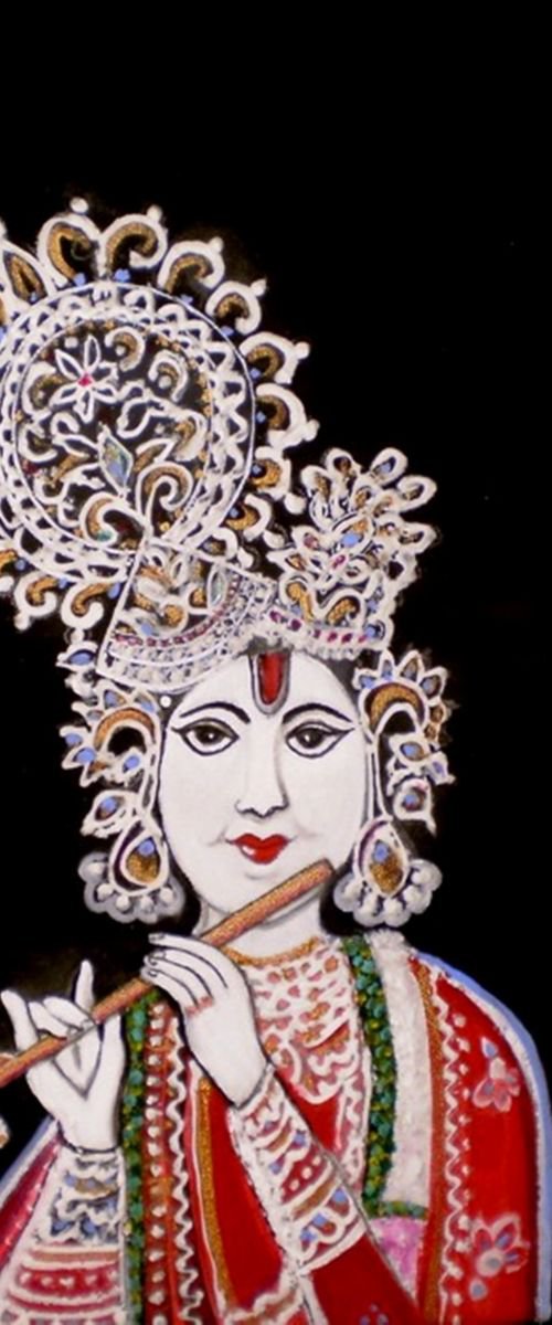Lord Krishna - Textured portrait of supreme Hindu god by Manjiri Kanvinde