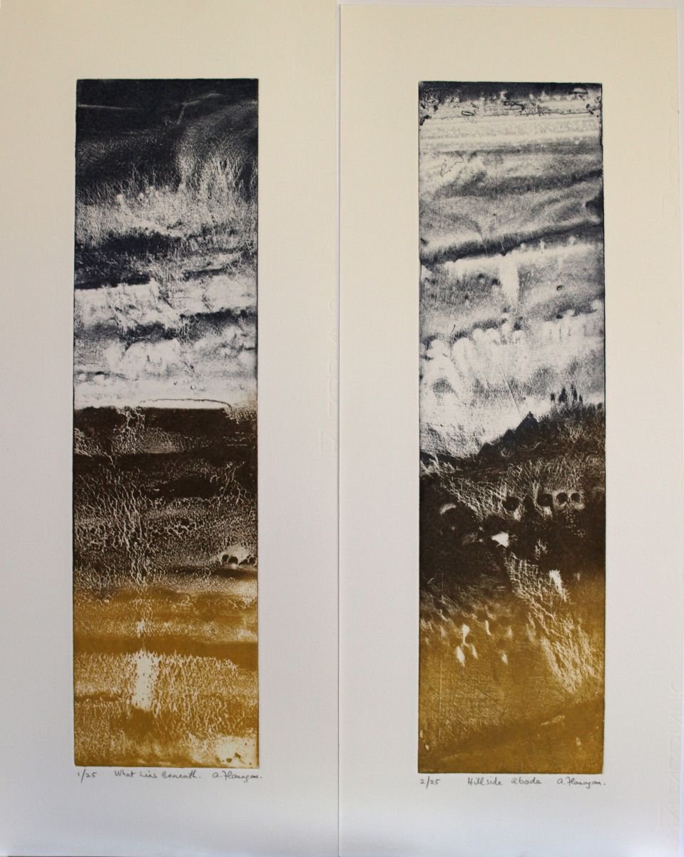 Vertical Pair of Prints - Hillside Abode and What Lies Beneath by Aidan Flanagan Irish Landscapes