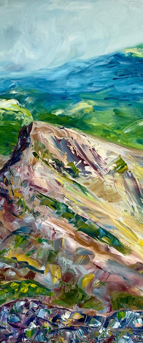 Large Original Oil Painting, Mountain Wall Art, Abstract Landscape Canvas Art, Slovak Nature Artwork by Kate Grishakova