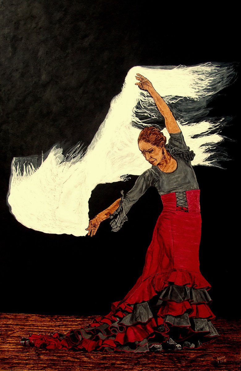 Impressionistic Painting , Flamenco Spirit By Milis Pyrography, 31 X 47, Artwork For Sale On Artfinder