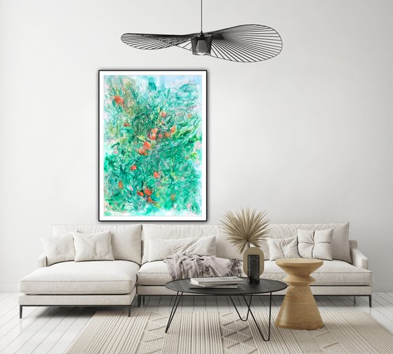 Orange Tree Original Mixed Media Painting For Home Decor