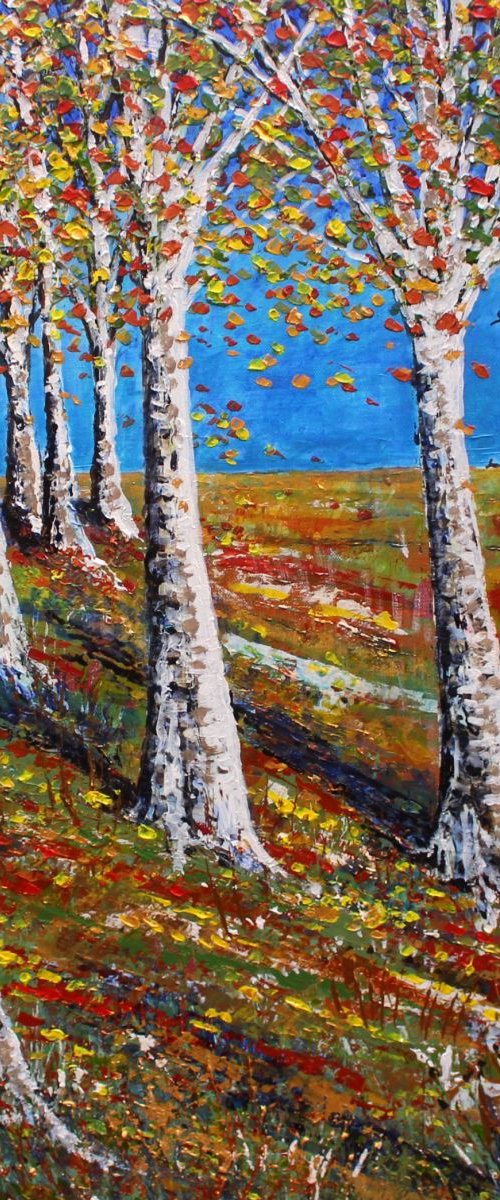 Autumn Birchwood I by Paul J Best