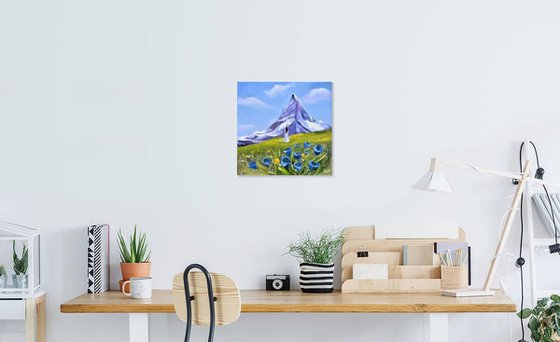 Аlpine bells. Small impasto Oil Gift Art.