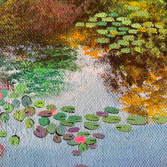 Monets garden II ! Small Painting!!  Ready to hang