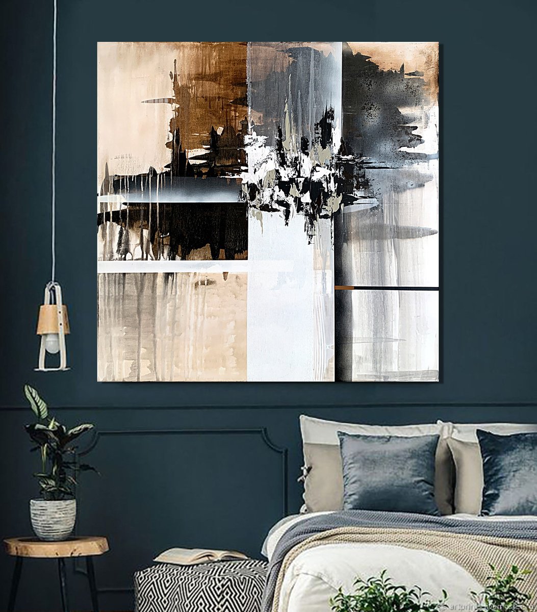 Geometric Abstract Acrylic Painting By Tatiana Malinovscaia, 35 X 35", Harmony Of Chaos, Original Artwork