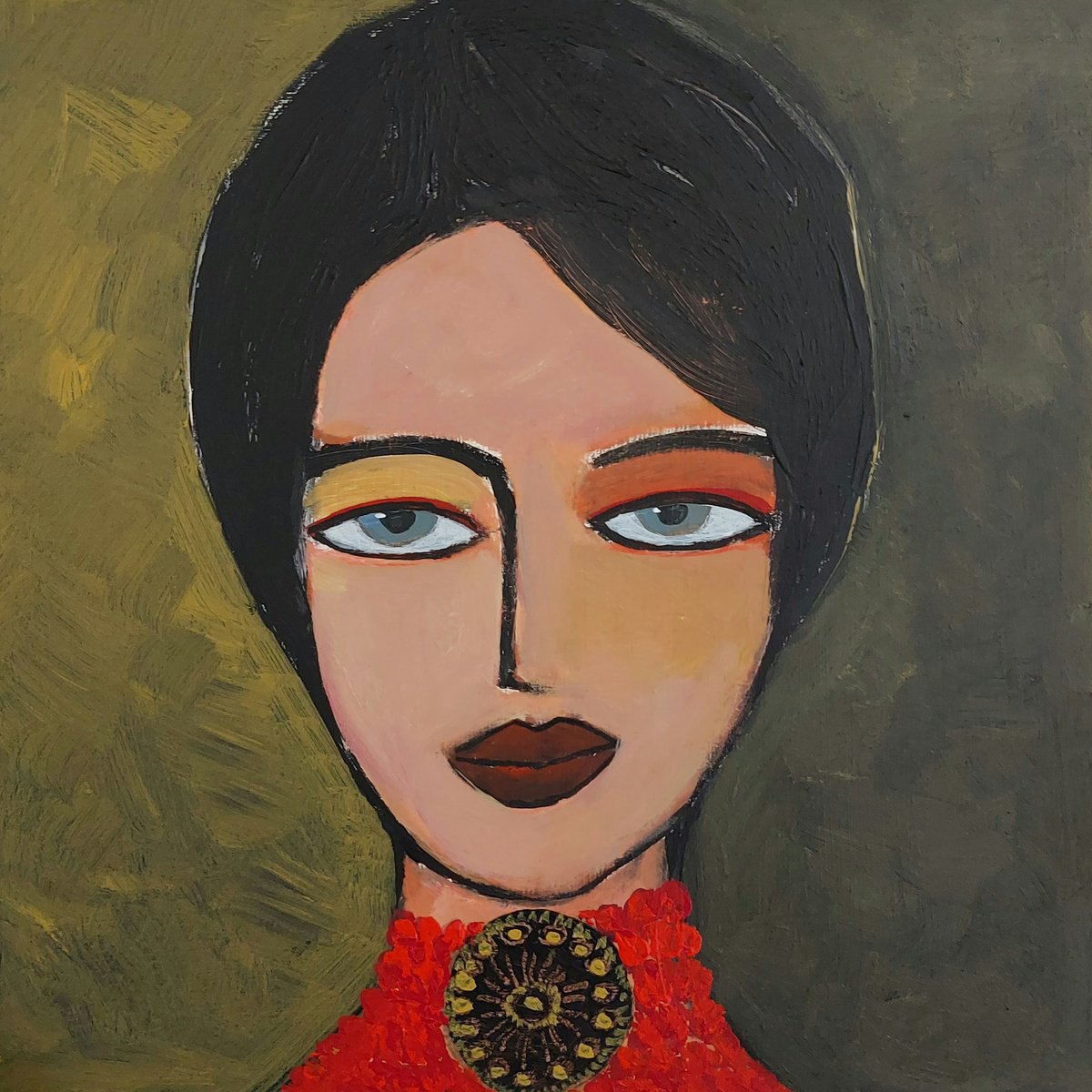Girl With Zeelandic Necklace By Nelly Van Nieuwenhuijzen, 12 X 12, Artwork For Sale On Artfinder
