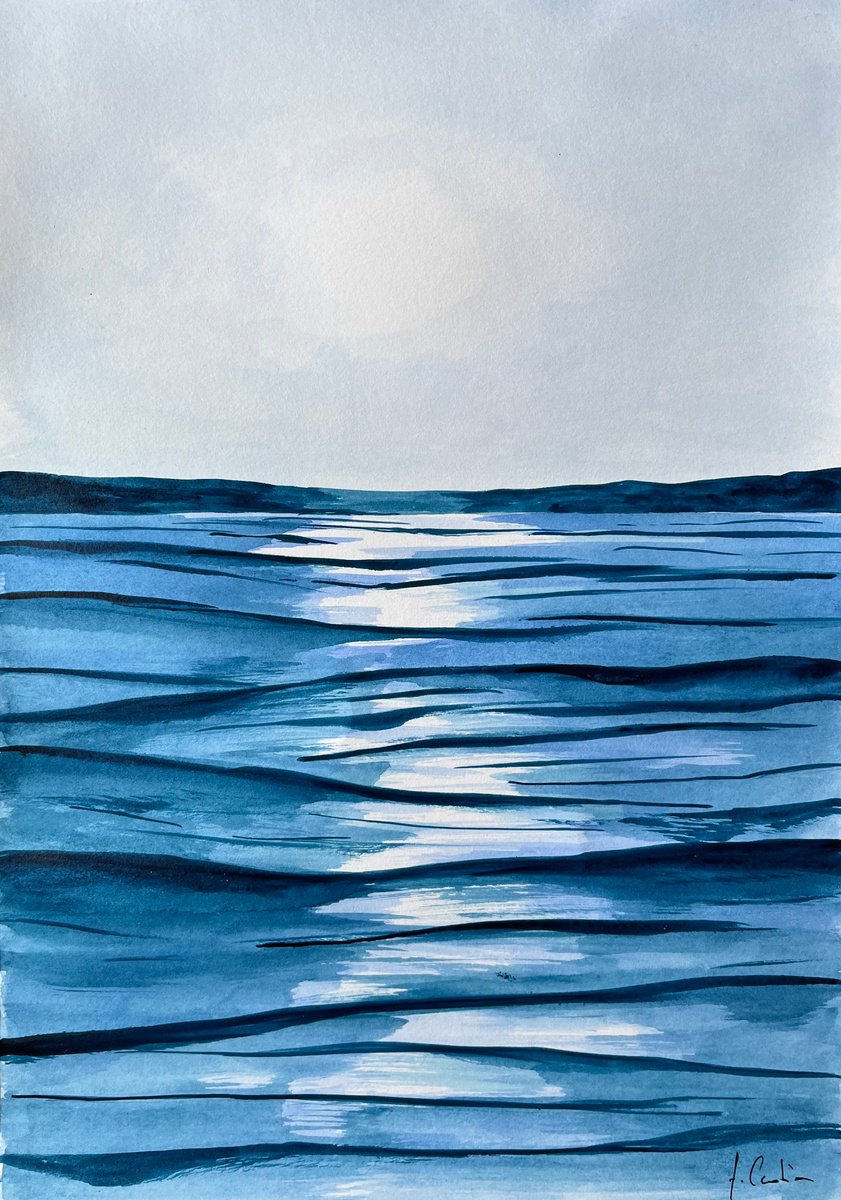 Ink Drawing , Ocean By Cadiou Frederic, 9 X 13, Artwork For Sale On Artfinder