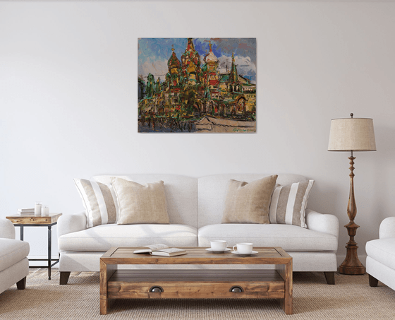 After Rain, Saint Basil's Cathedral, Moscow - Moscow Cityscape - Russia - Oil Painting - Medium Size - Gift Art