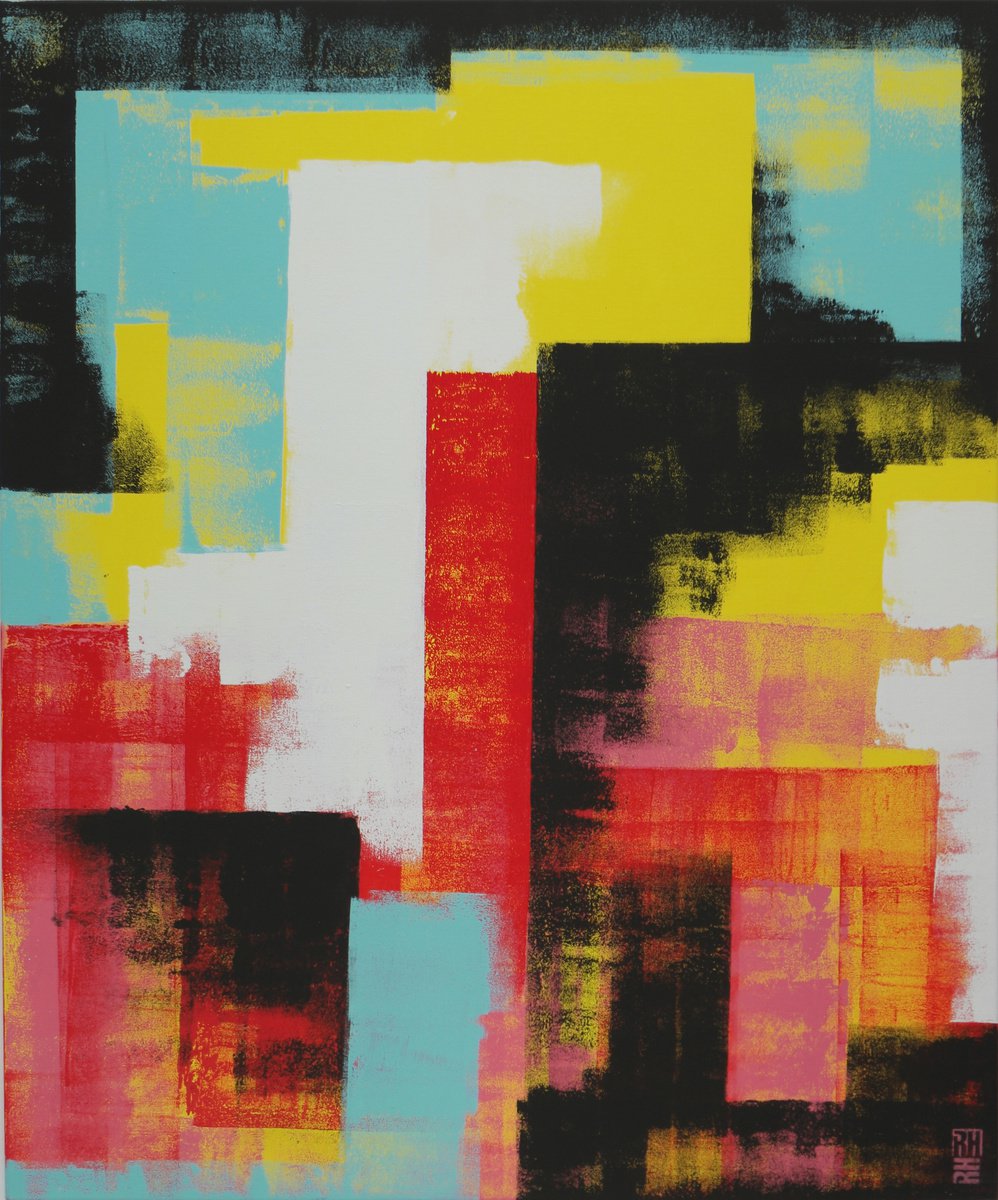 Untitled in Yellow & Red - 90x110 cm - Ronald Hunter - 12J by Ronald Hunter