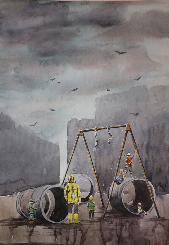 "Playground" 2021 Watercolor on paper 60x42