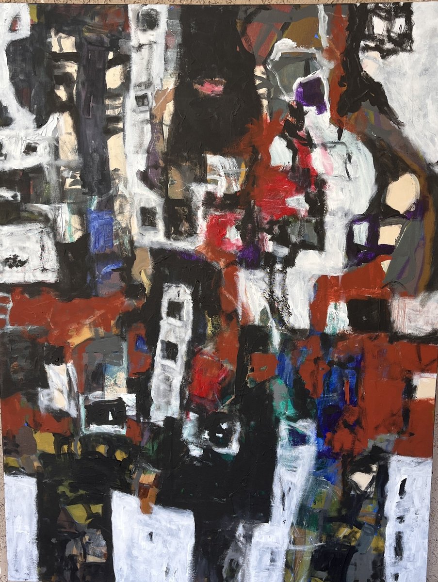 Abstract Acrylic Painting By Jeffrey Davies, 36 X 48, Black 18, Original Artwork