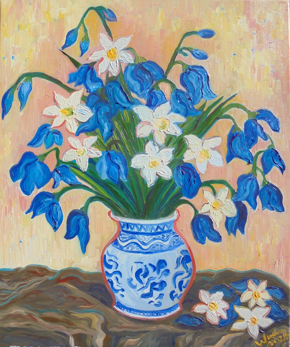 Bluebells and Daffodils by Kirsty Wain