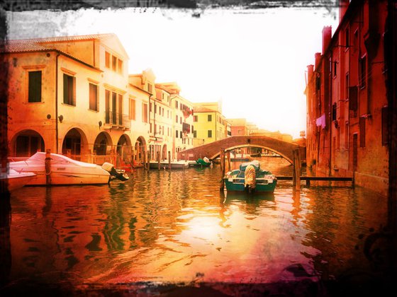 Venice sister town Chioggia in Italy - 60x80x4cm print on canvas 00815m1 READY to HANG