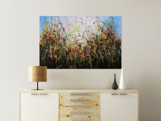 Only Seconds Away #1 - Large 124x 80 cm Original abstract floral painting