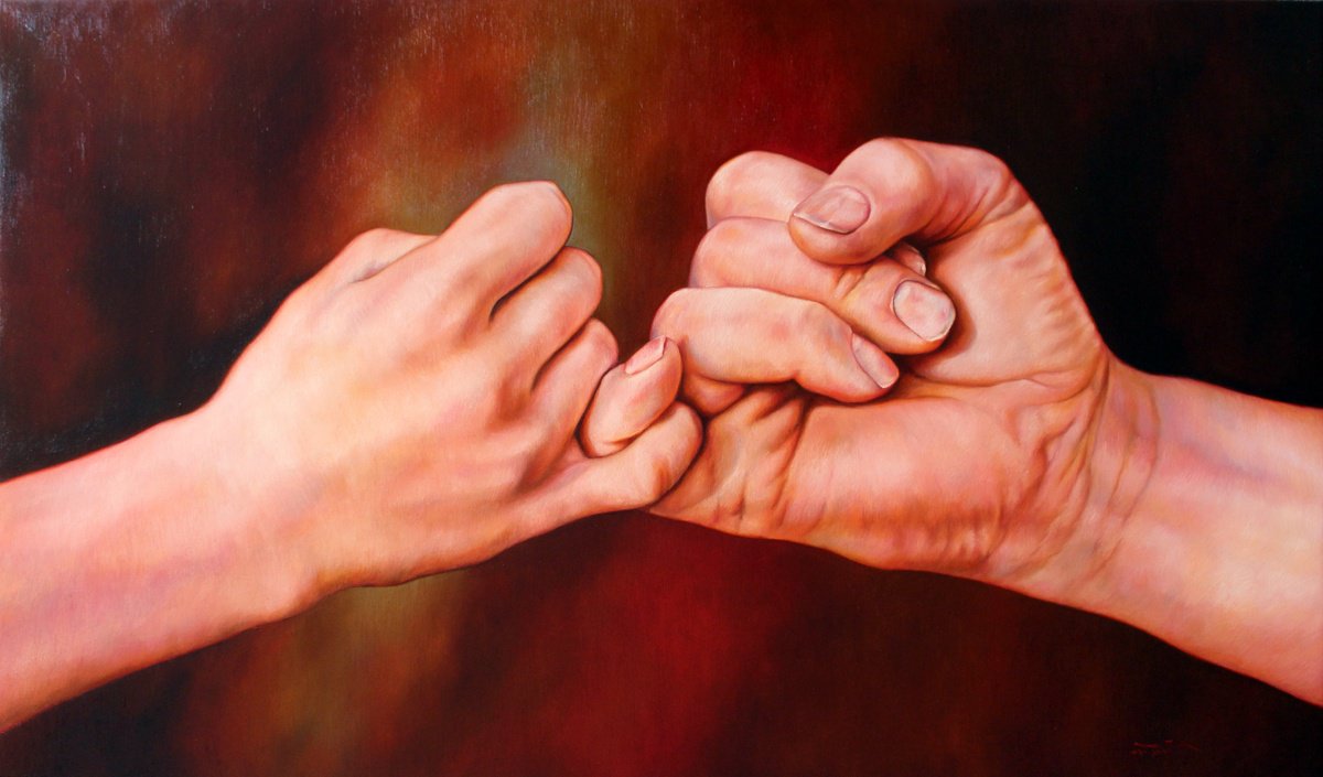 Photorealistic Portrait Oil Painting By Ivan Gejko, 47 X 28, The Small Oath, Original Artwork