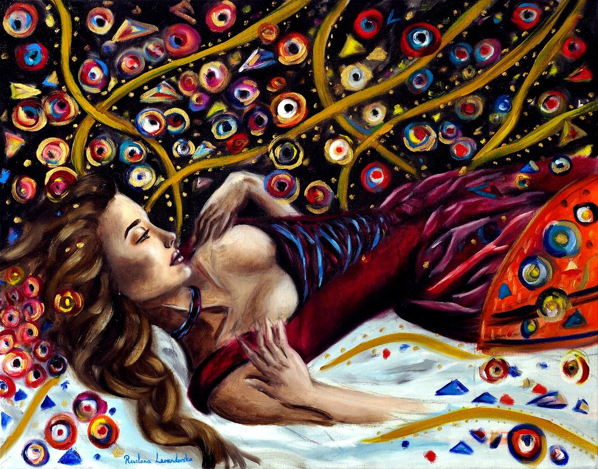 Surrealistic Portrait Giclee Print By Ruslana Levandovska, 24 X 20", Within The Shimmering Dark Limited Edition, Artfinder