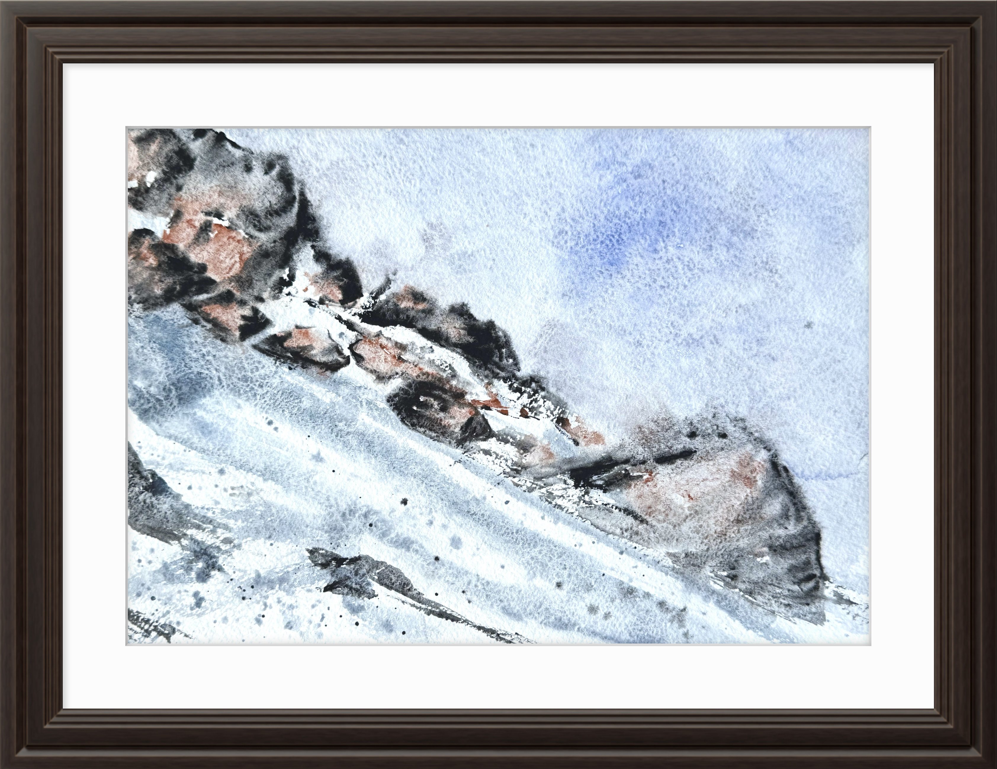 Expressive Abstract Watercolour By Yuliia Sharapova, 13 X 11", Frost In The Mountains, Original Artwork