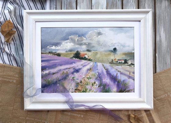 Lavender field and clouds