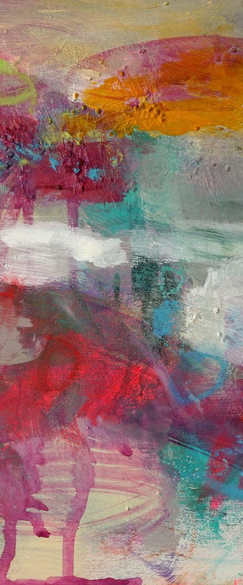 Sweet Tarts on the Tongue 10x10" Colorful Colorful Cheerful Abstract Expressionist Painting by Kerri McCabe
