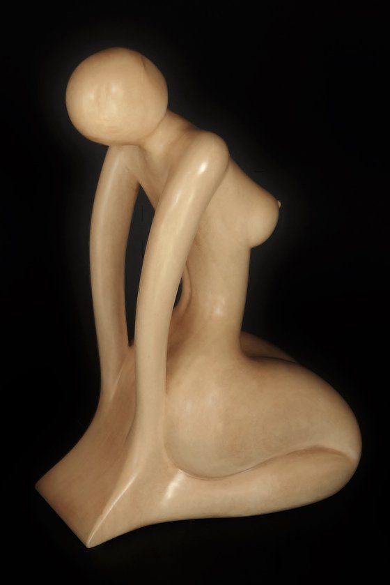 Nude Woman wood sculpture MEDITATION