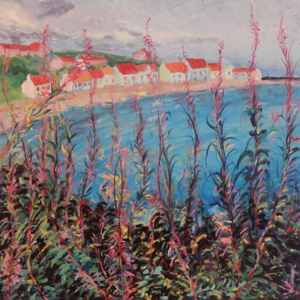 Impressionistic Landscape Oil Painting By Stephen Howard Harrison, 20 X 20", Pittenweem, Fife, Original Artwork