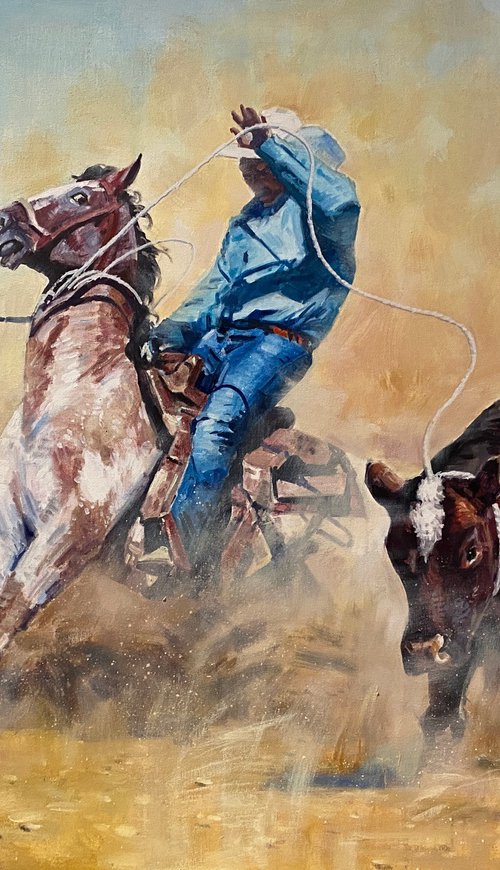 Roping A Steer by Paul Cheng