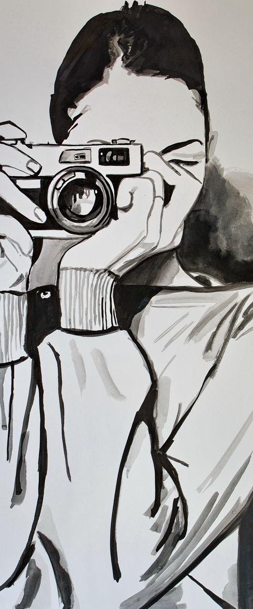 Girl with camera  / 69.5 X 50 cm by Alexandra Djokic