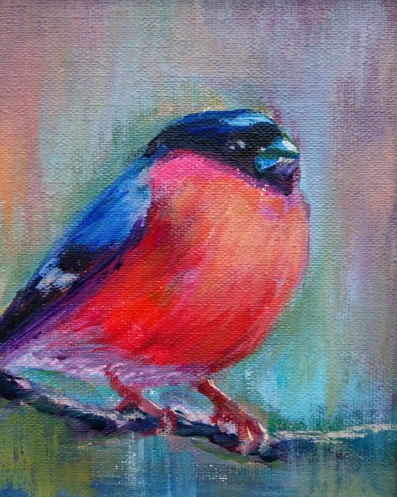 Bullfinch Painting of Birds Nature Art