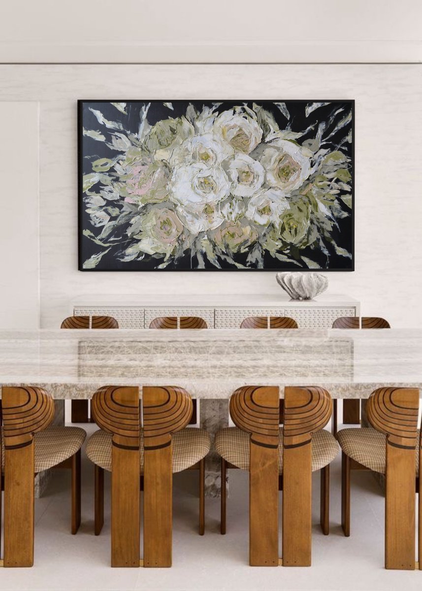 Abstract Botanical Acrylic Painting By Tetiana Hutsul, 61 X 37", Chase Your Dreams Forever, Original Artwork