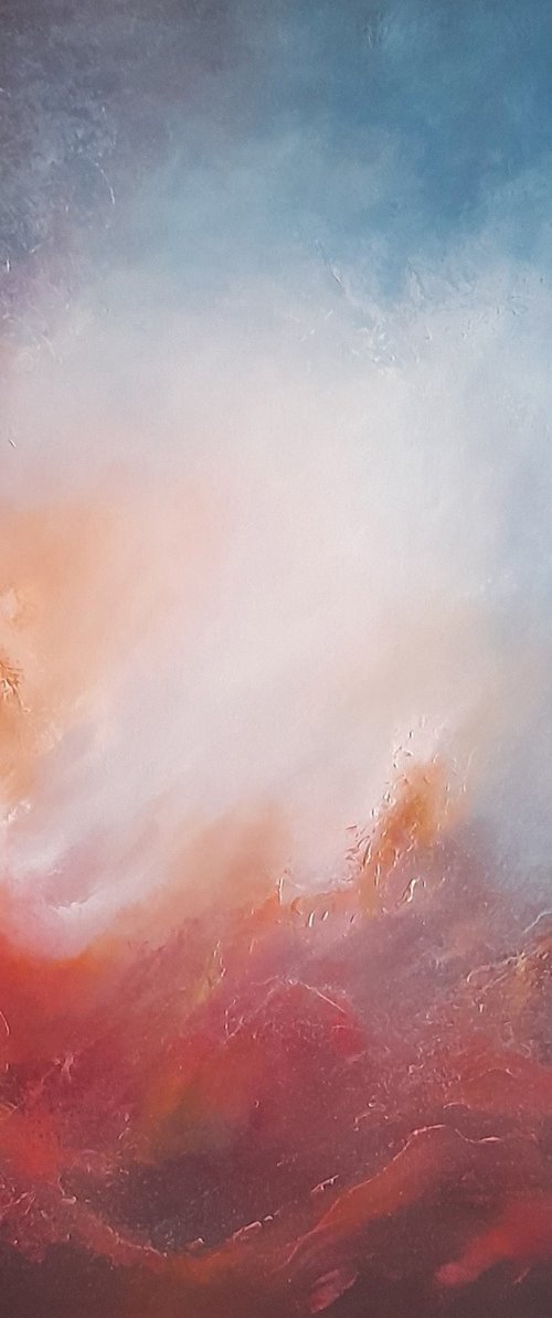 WRATH OF ANGELS XIV (LARGE SKYSCAPE/CLOUDSCAPE OIL PAINTING 80CMS X 80CMS) by Gillian Luff