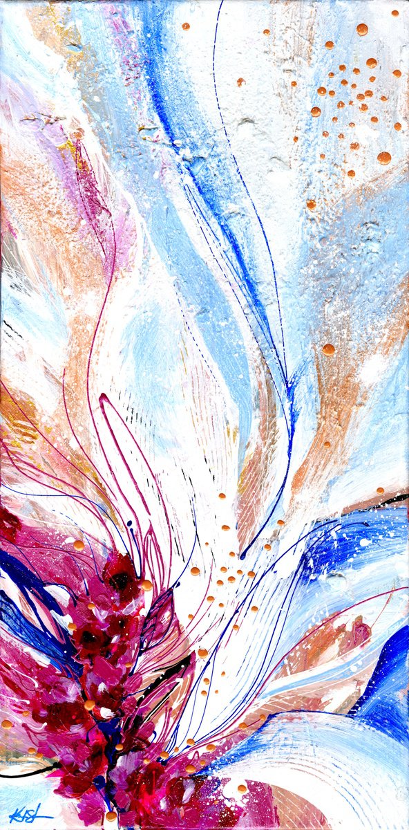 Abstract Botanical Acrylic Painting By Kathy Morton Stanion, 12 X 24", A Secret Journey 1, Original Artwork