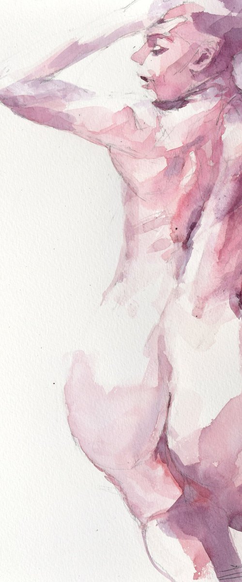 Nude in pink (back) by Goran Žigolić Watercolors