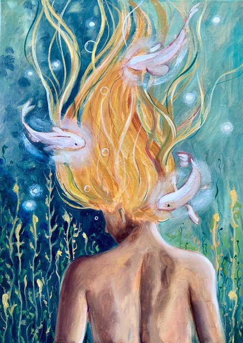 Mermaid, Submerged Serenity by Alexandra Jagoda (Ovcharenko)