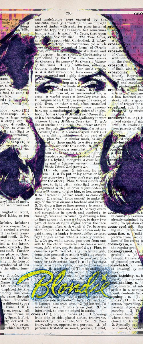 Blondie - Pop Art Collage Art on Real Original Vintage Dictionary Page by Jakub DK - JAKUB D KRZEWNIAK