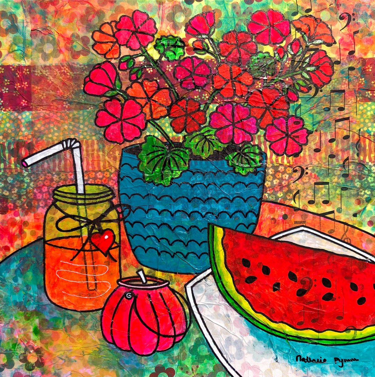 Illustrative Painting , Summer Treats By Nathalie Pymm Art, 13 X 13, Artwork For Sale On Artfinder