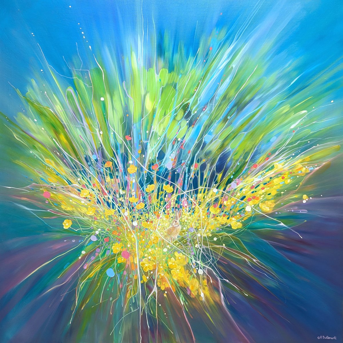 Expressive Oil Painting , Summer Riot By Gill Bustamante, 40 X 40, Artwork For Sale On Artfinder