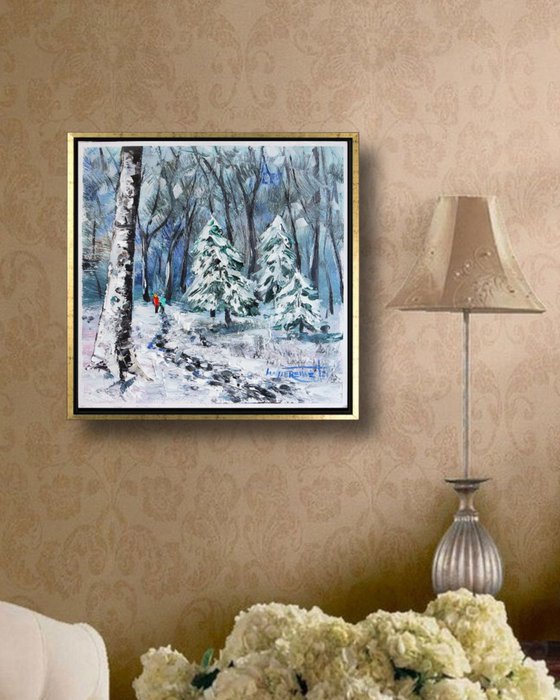‘A WALK IN A WINTER FOREST’ - Oil Painting on Panel