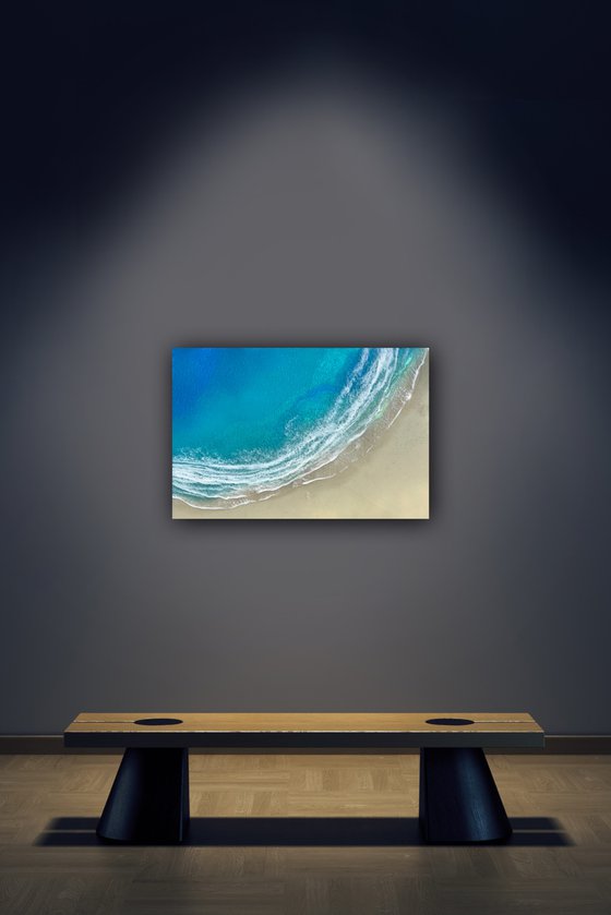 Our white sand beach - aerial ocean painting