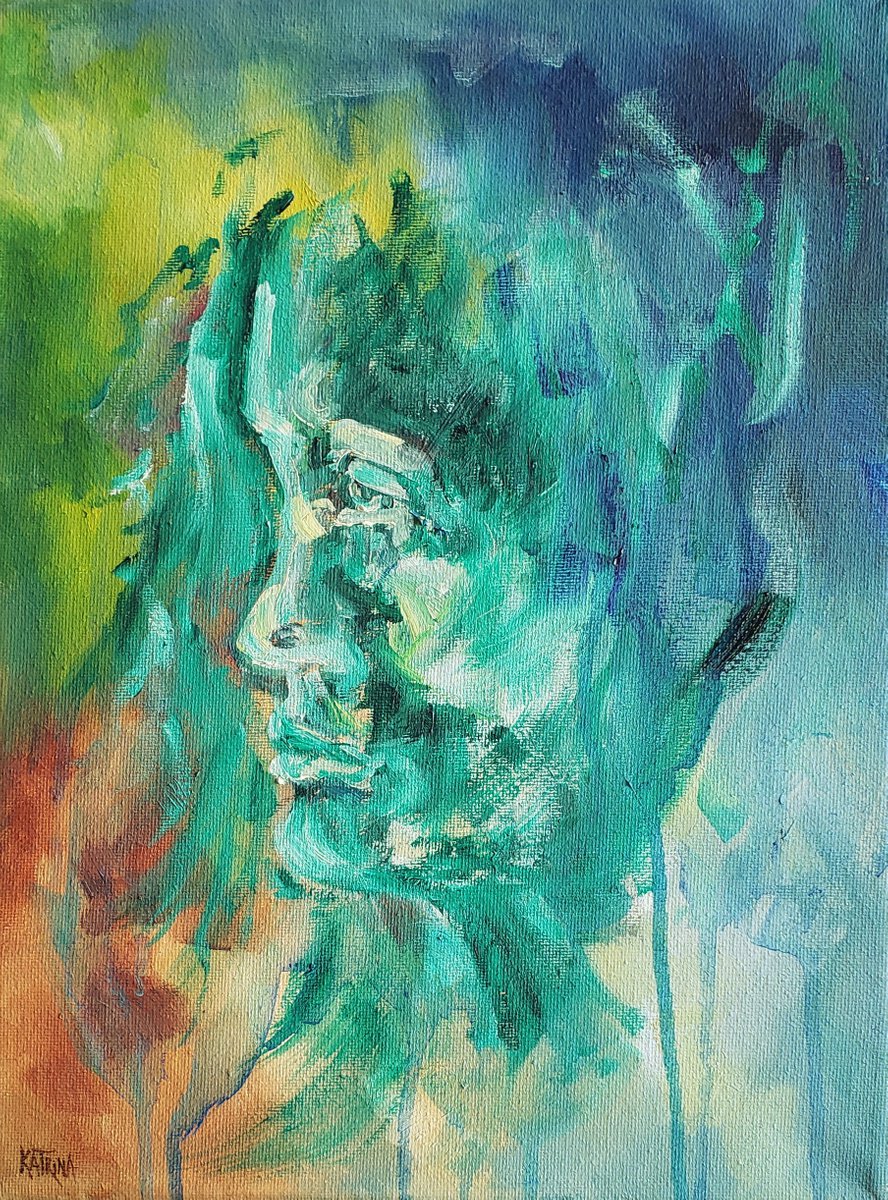 Impressionistic Portrait Oil Painting By Katrina Case, 9 X 12", Soft Spoken, Original Artwork