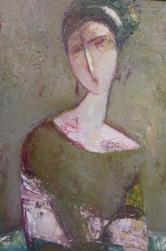 Portrait 60x40cm ,oil/canvas, abstract portrait