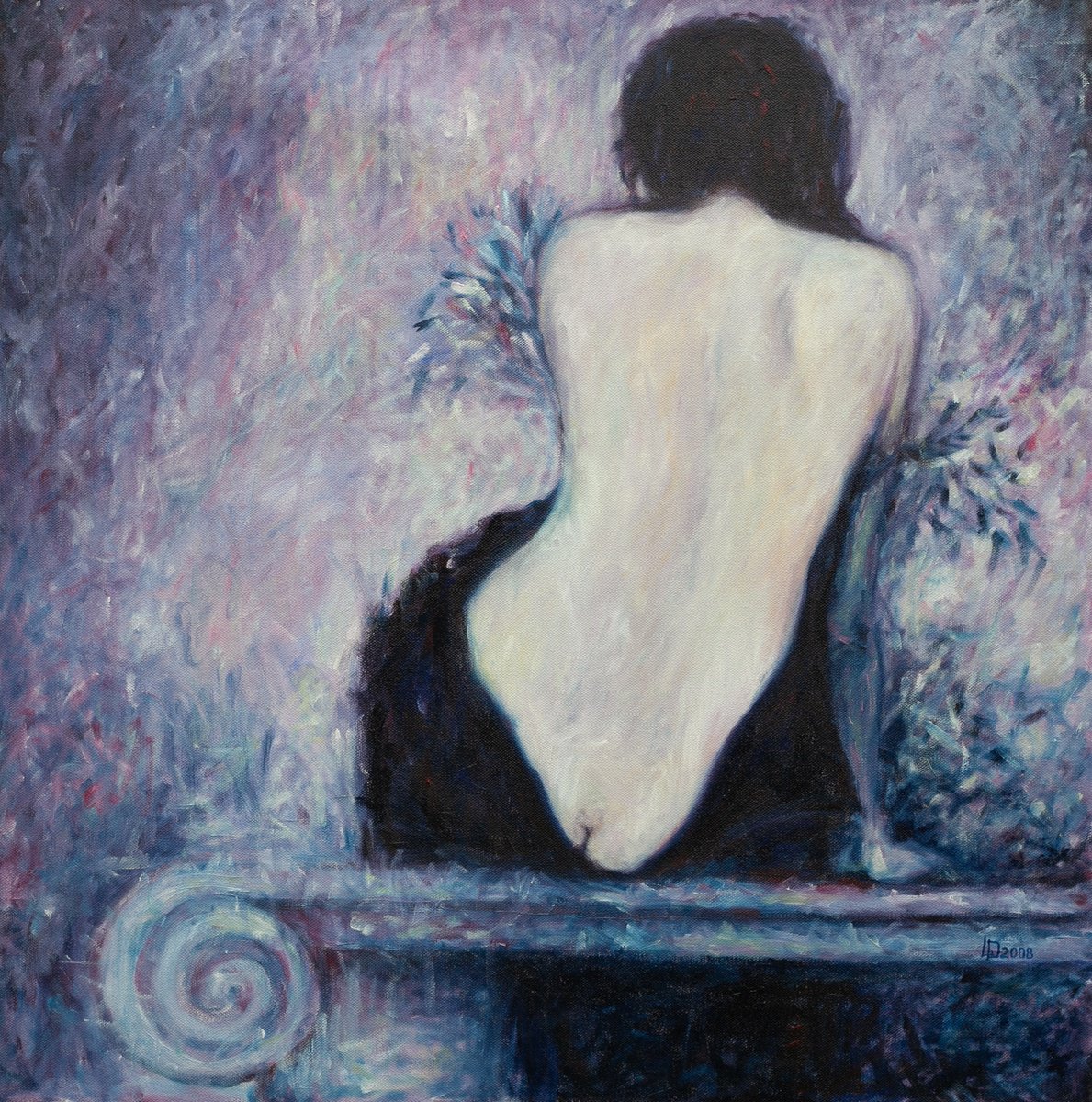 Impressionistic Portrait Oil Painting By Liudmila Pisliakova, 24 X 24", Twilight, Original Artwork