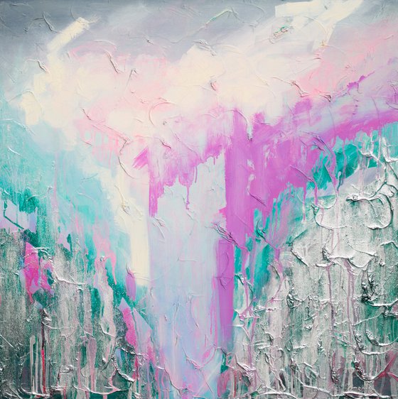Abstract seascape painting Purple Deep / Original artwork / 70x70 cm